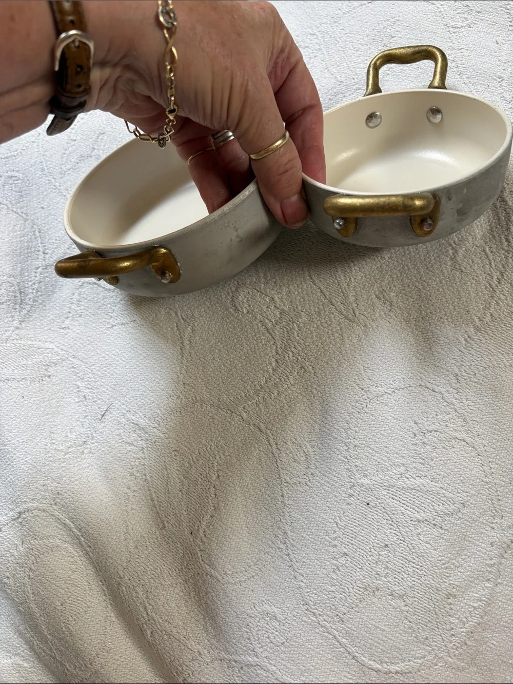 Set of 2 paderno world cuisine Mini Pots with Gold Handles